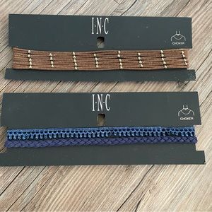 NWT INC Leather Gold Bead Choker Set
